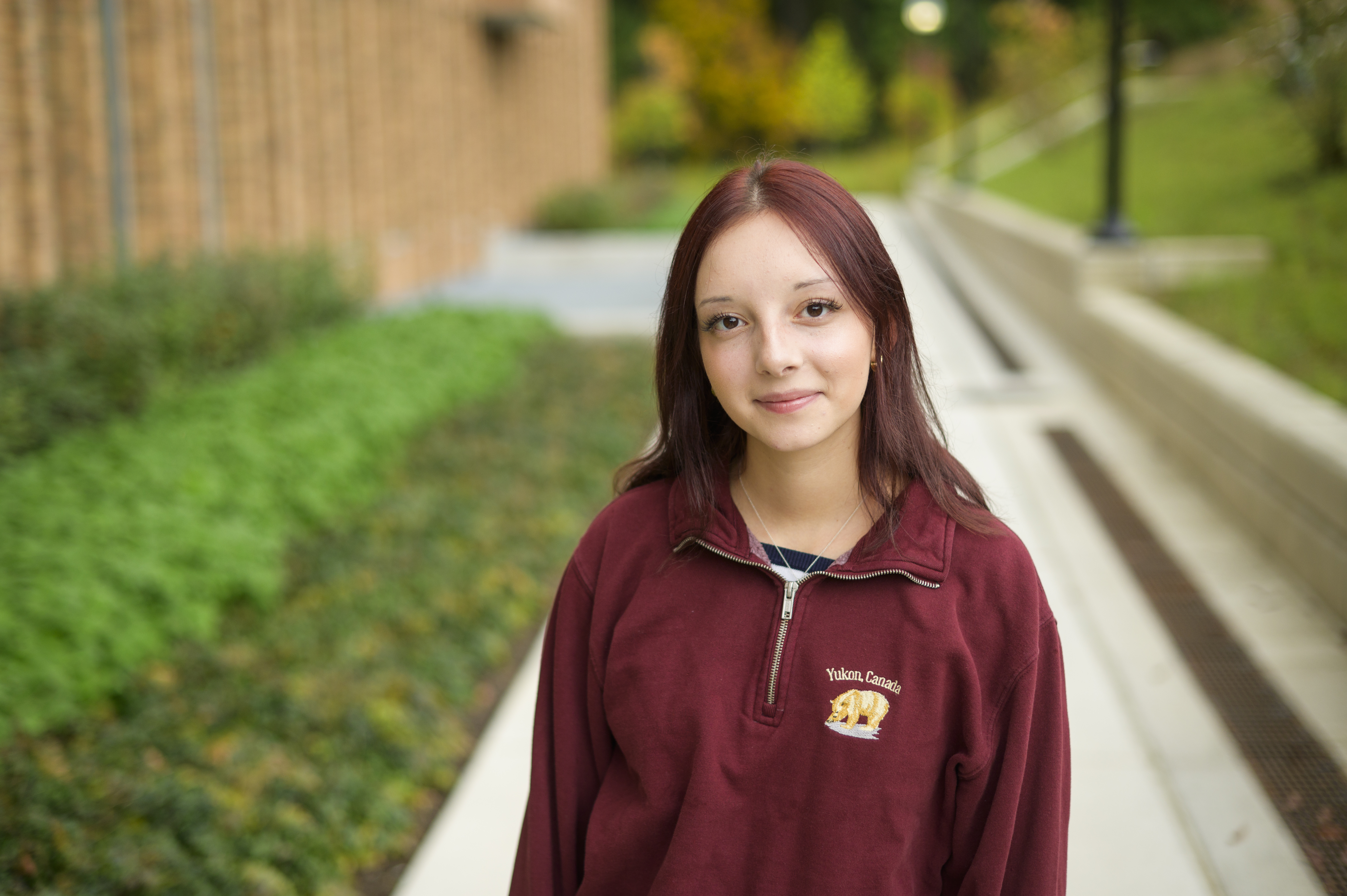 Veronica standing outside of UMSI building